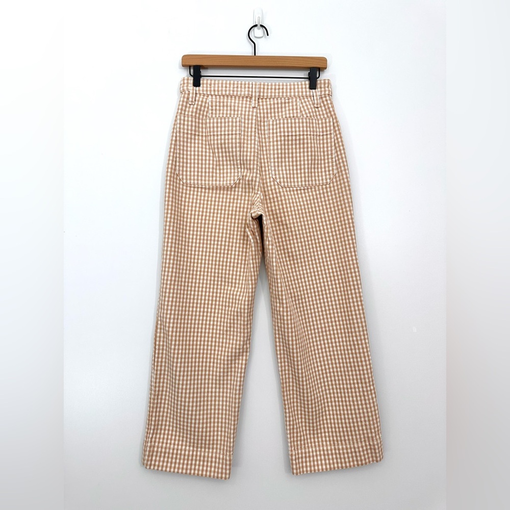Madewell Gingham Emmett Wide Leg Crop Pants Tan White Size 28 - Picture 9 of 12